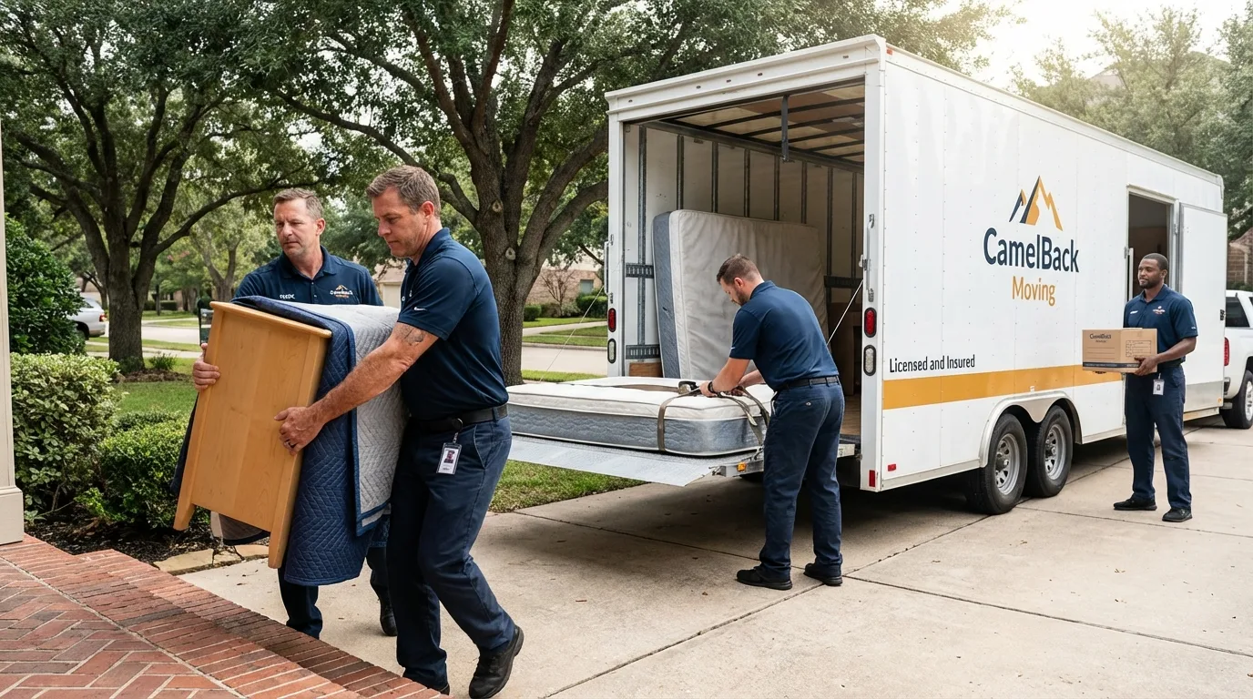 Crew loading residential truck for cross-state move from Covington, TN